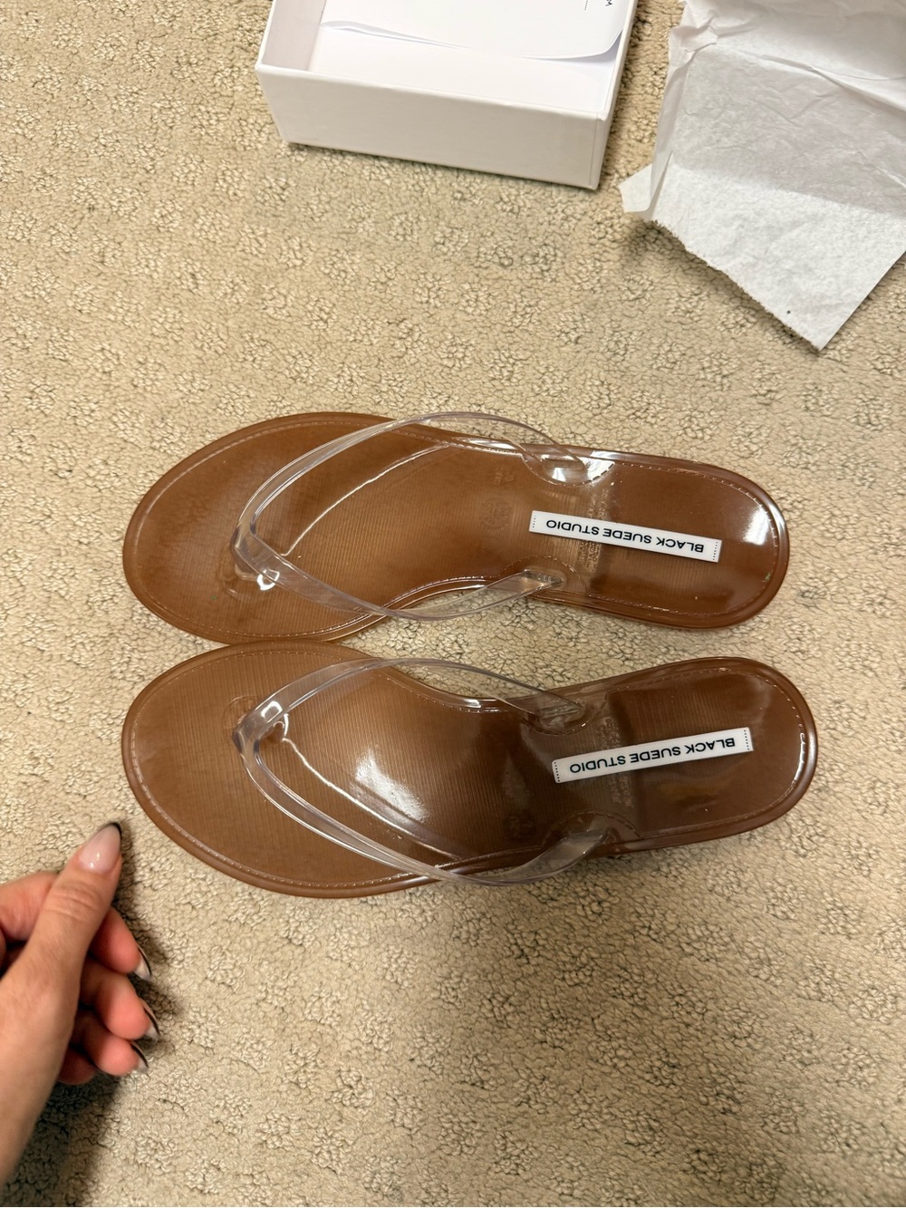 Brand New Black Suede Studio Clear Sandal